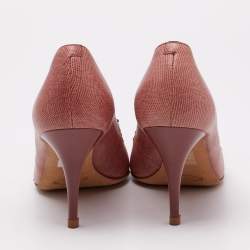 Tod's Pink Lizard Embossed Leather Peep Toe Pumps Size 38
