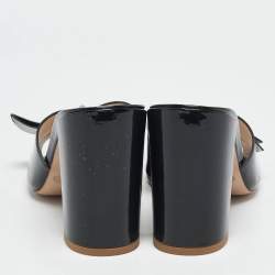 Tod's Black Patent Leather Double T Embellished Slide Sandals Size 40