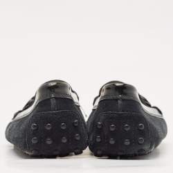 Tod's Dark Blue/Black Patent Leather and Suede Penny Loafers Size 37.5