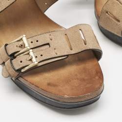 Tod's Beige Suede Perforated Ankle Strap Sandals Size 37