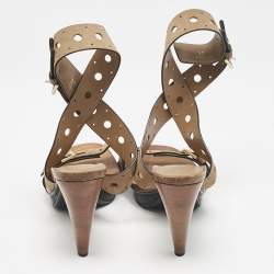 Tod's Beige Suede Perforated Ankle Strap Sandals Size 37