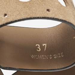 Tod's Beige Suede Perforated Ankle Strap Sandals Size 37