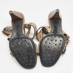 Tod's Beige Suede Perforated Ankle Strap Sandals Size 37