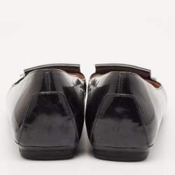 Pre Owned Tod's Black Leather Fringe Ballet Flats Size 37.5