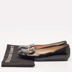Pre Owned Tod's Black Leather Fringe Ballet Flats Size 37.5