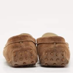Tod's Brown/Cream Suede and Patent Leather Slip On Loafers Size 40