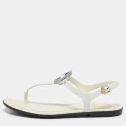 Tod's White Leather Thong Slingback Flat Sandals Size 35