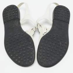 Tod's White Leather Thong Slingback Flat Sandals Size 35
