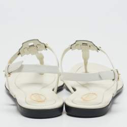 Tod's White Leather Thong Slingback Flat Sandals Size 35