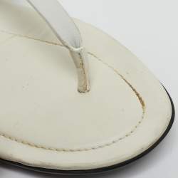 Tod's White Leather Thong Slingback Flat Sandals Size 35