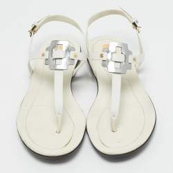 Tod's White Leather Thong Slingback Flat Sandals Size 35