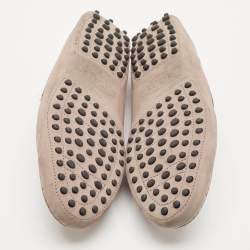 Tod's Beige Suede Crystal Embellished Slip On Penny Loafers Size 39.5