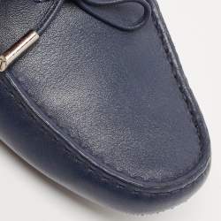 Tod's Navy Blue Leather Slip On Loafers Size 40
