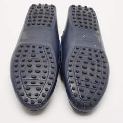 Tod's Navy Blue Leather Slip On Loafers Size 40