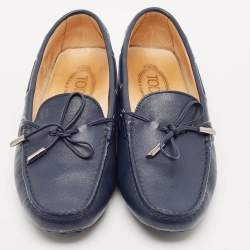 Tod's Navy Blue Leather Slip On Loafers Size 40