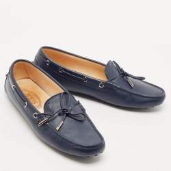 Tod's Navy Blue Leather Slip On Loafers Size 40