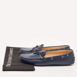 Tod's Navy Blue Leather Slip On Loafers Size 40