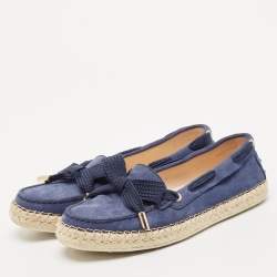 Tod's Blue Suede Slip On Espadrille Loafers Size 39