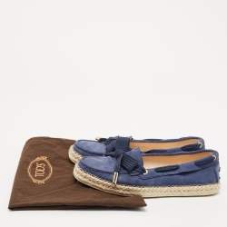 Tod's Blue Suede Slip On Espadrille Loafers Size 39