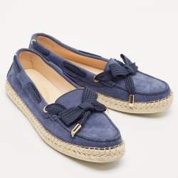 Tod's Blue Suede Slip On Espadrille Loafers Size 39