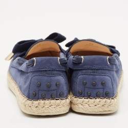 Tod's Blue Suede Slip On Espadrille Loafers Size 39