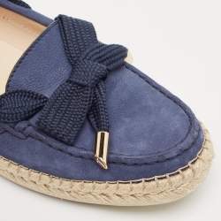 Tod's Blue Suede Slip On Espadrille Loafers Size 39