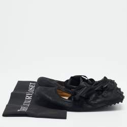 Tod's Black Suede Scrunch Ribbon Ballet Flats Size 38.5
