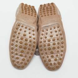 Tod's Metallic Bronze Nubuck Leather Scrunch Ribbon Ballet Flats Size 39