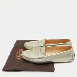 Tod's Grey Leather Gommino Slip On Loafers Size 37.5
