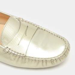 Tod's Grey Leather Gommino Slip On Loafers Size 37.5