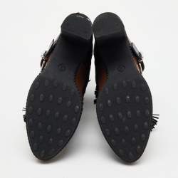 Tod's Brown/Black Leather Tassel Ankle Length Boots Size 37