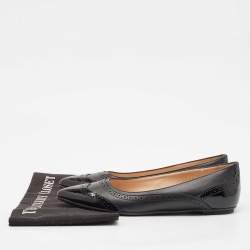 Tod's Black Leather and Patent Leather Ballet Flats Size 37.5