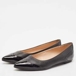 Tod's Black Leather and Patent Leather Ballet Flats Size 37.5
