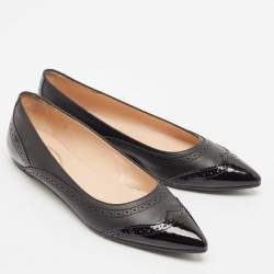 Tod's Black Leather and Patent Leather Ballet Flats Size 37.5