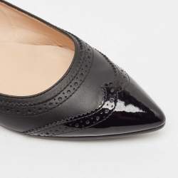 Tod's Black Leather and Patent Leather Ballet Flats Size 37.5