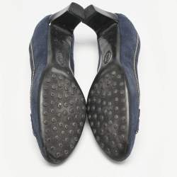 Tod's Navy Blue Suede Block Heel Pumps Size 38.5