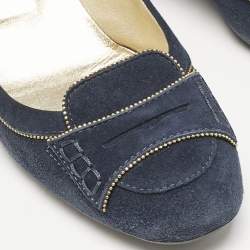 Tod's Navy Blue Suede Block Heel Pumps Size 38.5