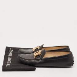 Tod's Black Leather Bow Slip On Loafers Size 39.5