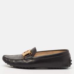 Tod's Black Leather Bow Slip On Loafers Size 39.5