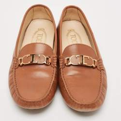 Pre Owned Tod's Brown Leather Penny Loafers Size 39.5
