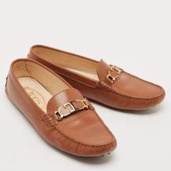 Pre Owned Tod's Brown Leather Penny Loafers Size 39.5