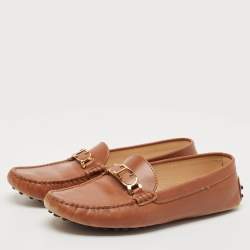 Pre Owned Tod's Brown Leather Penny Loafers Size 39.5