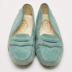 Tod's Aqua Suede Driver Loafers Size 38.5