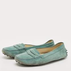 Tod's Aqua Suede Driver Loafers Size 38.5
