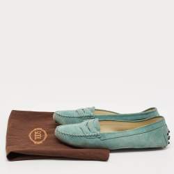 Tod's Aqua Suede Driver Loafers Size 38.5