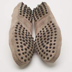 Pre Owned Tod's  x Ferrari Grey Nubuck Leather Slip On Loafers Size 38.5