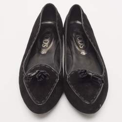 Tod's Black Suede Smoking Slippers Size 38