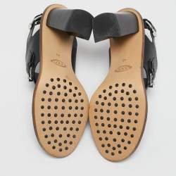 Tod's Black Leather Open Toe Ankle Strap Sandals Size 40