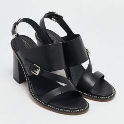 Tod's Black Leather Open Toe Ankle Strap Sandals Size 40