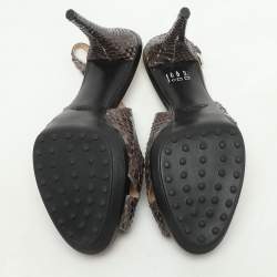 Tod's Brown/Grey Python Slingback Platform Pumps Size 40